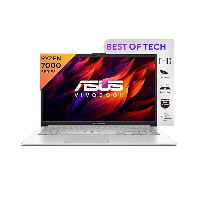 ASUS Vivobook Go 15 (2023), AMD Ryzen 5 7520U, 15.6″ (39.62 cm) FHD, Thin and Light Laptop (16GB/512GB SSD/Integrated Graphics/Windows 11/Office 2021/Silver/1.8 Kg), E1504FA-NJ541WS