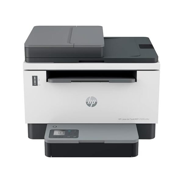 HP Laserjet Tank MFP 2606sdw, Wireless, Print, Copy, Scan, 40-Sheet ADF, Hi-Speed USB 2.0, Ethernet, Bluetooth LE, Up to 22 ppm, 250-sheet Input Tray, 1-Year Warranty, Black and White, 381U2A
