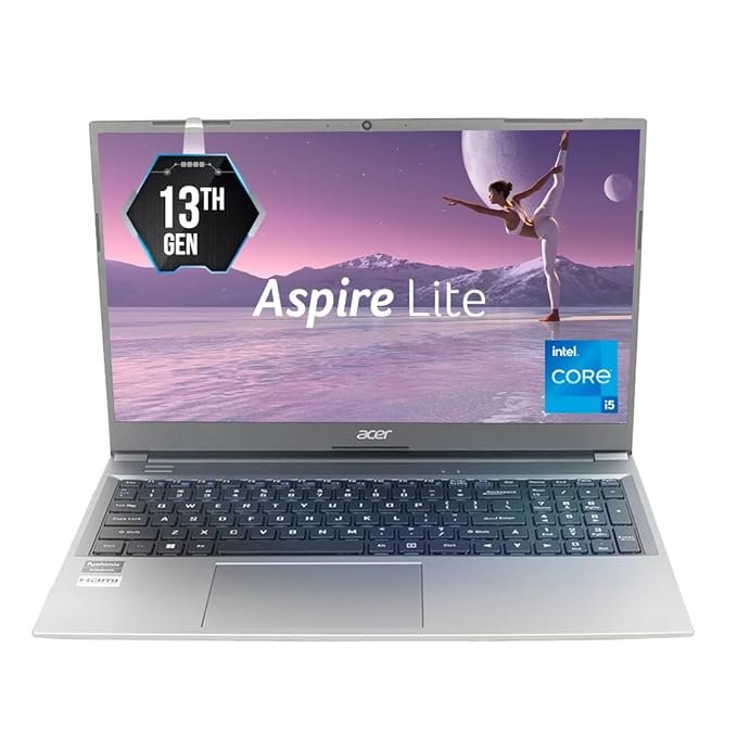 Acer AspireLite 13th Gen Intel Core i5-1334U Thin and Light Premium Laptop (Windows 11 Home/16 GB RAM/512GB SSD/MS Office) AL15-53 with 39.62cm (15.6″) Full HD Display,Metal Body,Steel Gray,1.59 KG