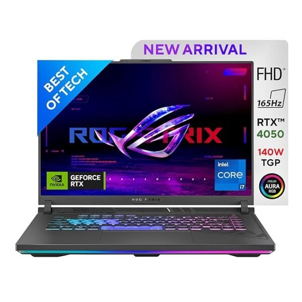 ASUS ROG Strix G16 (2023) 90WHr Battery, Intel Core i7-13650HX 13th Gen, 16" FHD+ 165Hz, 6GB RTX 4050, Gaming Laptop (16GB/1TB SSD/Windows 11/Office 2021/4-Zone RGB/Gray/2.50 Kg), G614JU-N3200WS