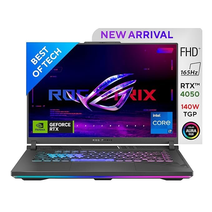 ASUS ROG Strix G16 (2023) 90WHr Battery, Intel Core i7-13650HX 13th Gen, 16″ FHD+ 165Hz, 6GB RTX 4050, Gaming Laptop (16GB/1TB SSD/Windows 11/Office 2021/4-Zone RGB/Gray/2.50 Kg), G614JU-N3200WS