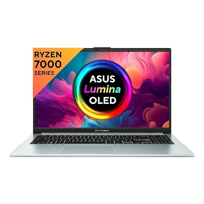 ASUS Vivobook Go 15 (OLED) 2023, AMD Ryzen 5 7520U, 15.6″(39.62 cm) FHD OLED, Thin & Light Laptop (16GB/512GB SSD/Windows 11/Office 2021/Alexa Built-in/Backlit KB/Green Grey/1.63 kg), E1504FA-LK543WS