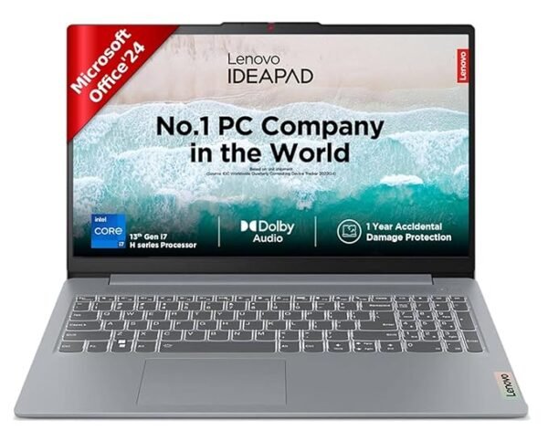 Lenovo IdeaPad Slim 3 13th Gen Intel Core i7-13620H 15.6" (39.62cm) FHDIPS300 Nits Thin&Light Laptop (16GB/512GB SSD/Intel UHDGraphics/Win11/Office Home 2024/1YrADP Free/ARCTIC-Grey/1.6Kg), 83EM00GTIN