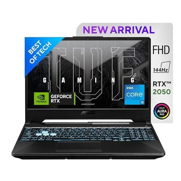 ASUS TUF Gaming F17 - Gaming Laptop, Intel Core i5-11260H 11th Gen, 17.3-inch (43.94 cm) FHD 144Hz, (8GB/512GB SSD/4GB NVIDIA RTX 2050/Win 11/ RGB Backlit/Black/2.60 kg),FX706HF-HX044WS
