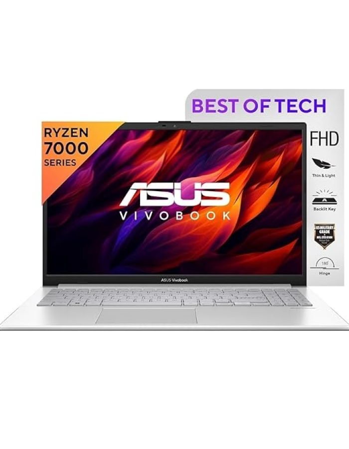 ASUS Vivobook Go 15 (2023), AMD Ryzen 5 7520U, 15.6″ (39.62 cm) FHD, Thin and Light Laptop (16GB/512GB SSD/Integrated Graphics/Windows 11/Office 2021/Silver/1.8 Kg), E1504FA-NJ541WS